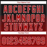 Custom Black Red-White 3D Pattern Design Authentic Baseball Jersey