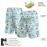 Custom White Kelly Green 3D Pattern Beach Holiday Style Authentic Basketball Shorts