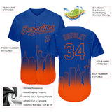 Custom Royal Orange 3D New York City Edition Fade Fasion Authentic Baseball Jersey