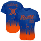 Custom Royal Orange 3D New York City Edition Fade Fasion Authentic Baseball Jersey