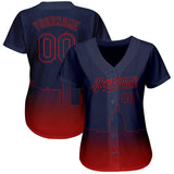 Custom Navy Red 3D Washington City Edition Fade Fasion Authentic Baseball Jersey