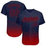 Custom Navy Red 3D Washington City Edition Fade Fasion Authentic Baseball Jersey