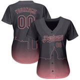 Custom Steel Gray Medium Pink 3D Washington City Edition Fade Fasion Authentic Baseball Jersey