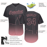 Custom Steel Gray Medium Pink 3D Washington City Edition Fade Fasion Authentic Baseball Jersey