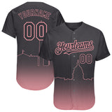 Custom Steel Gray Medium Pink 3D Washington City Edition Fade Fasion Authentic Baseball Jersey