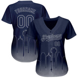 Custom Navy Gray 3D Dallas City Edition Fade Fasion Authentic Baseball Jersey