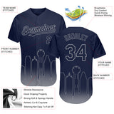 Custom Navy Gray 3D Dallas City Edition Fade Fasion Authentic Baseball Jersey