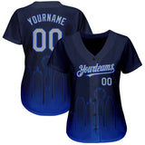 Custom Navy Gray-Thunder Blue 3D Dallas City Edition Fade Fasion Authentic Baseball Jersey