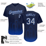 Custom Navy Gray-Thunder Blue 3D Dallas City Edition Fade Fasion Authentic Baseball Jersey