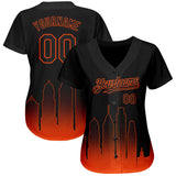 Custom Black Orange 3D Philadelphia City Edition Fade Fasion Authentic Baseball Jersey