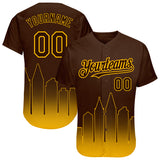Custom Brown Gold 3D San Diego City Edition Fade Fasion Authentic Baseball Jersey