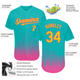 Custom Aqua Yellow-Pink 3D San Diego City Edition Fade Fasion Authentic Baseball Jersey