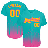Custom Aqua Yellow-Pink 3D San Diego City Edition Fade Fasion Authentic Baseball Jersey