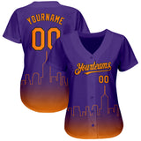 Custom Purple Bay Orange-Black 3D Phoenix City Edition Fade Fasion Authentic Baseball Jersey