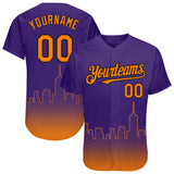 Custom Purple Bay Orange-Black 3D Phoenix City Edition Fade Fasion Authentic Baseball Jersey