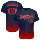 Custom Navy Red-Gray 3D Boston City Edition Fade Fasion Authentic Baseball Jersey