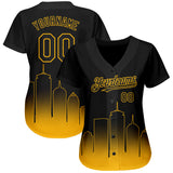 Custom Black Gold 3D Boston City Edition Fade Fasion Authentic Baseball Jersey