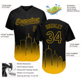 Custom Black Gold 3D Boston City Edition Fade Fasion Authentic Baseball Jersey