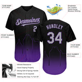 Custom Black Gray-Purple 3D Sacramento City Edition Fade Fasion Authentic Baseball Jersey