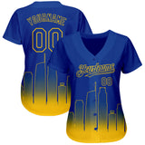 Custom Royal Yellow 3D Los Angeles City Edition Fade Fasion Authentic Baseball Jersey