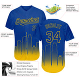 Custom Royal Yellow 3D Los Angeles City Edition Fade Fasion Authentic Baseball Jersey