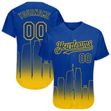 Custom Royal Yellow 3D Los Angeles City Edition Fade Fasion Authentic Baseball Jersey