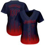 Custom Navy Navy-Red 3D Los Angeles City Edition Fade Fasion Authentic Baseball Jersey