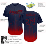 Custom Navy Navy-Red 3D Los Angeles City Edition Fade Fasion Authentic Baseball Jersey