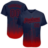 Custom Navy Navy-Red 3D Los Angeles City Edition Fade Fasion Authentic Baseball Jersey
