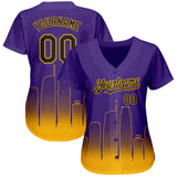 Custom Purple Black-Gold 3D Los Angeles City Edition Fade Fasion Authentic Baseball Jersey