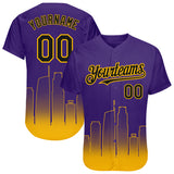 Custom Purple Black-Gold 3D Los Angeles City Edition Fade Fasion Authentic Baseball Jersey