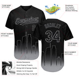 Custom Black-Gray 3D Los Angeles City Edition Fade Fasion Authentic Baseball Jersey