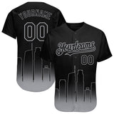 Custom Black-Gray 3D Los Angeles City Edition Fade Fasion Authentic Baseball Jersey