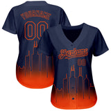 Custom Navy Orange 3D Chicago City Edition Fade Fasion Authentic Baseball Jersey