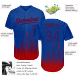 Custom Royal Red 3D Chicago City Edition Fade Fasion Authentic Baseball Jersey