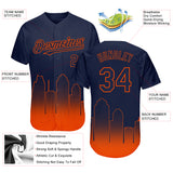 Custom Navy Orange 3D Houston City Edition Fade Fasion Authentic Baseball Jersey