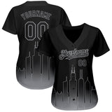 Custom Black Gray 3D Chicago City Edition Fade Fasion Authentic Baseball Jersey