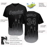 Custom Black Gray 3D Chicago City Edition Fade Fasion Authentic Baseball Jersey