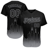 Custom Black Gray 3D Chicago City Edition Fade Fasion Authentic Baseball Jersey