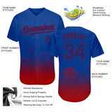 Custom Royal Red 3D Atlanta City Edition Fade Fasion Authentic Baseball Jersey