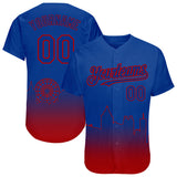 Custom Royal Red 3D Atlanta City Edition Fade Fasion Authentic Baseball Jersey