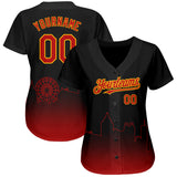 Custom Black Red-Gold 3D Atlanta City Edition Fade Fasion Authentic Baseball Jersey