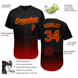Custom Black Red-Gold 3D Atlanta City Edition Fade Fasion Authentic Baseball Jersey