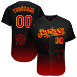 Custom Black Red-Gold 3D Atlanta City Edition Fade Fasion Authentic Baseball Jersey