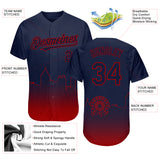 Custom Navy Red 3D Atlanta City Edition Fade Fasion Authentic Baseball Jersey