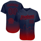Custom Navy Red 3D Atlanta City Edition Fade Fasion Authentic Baseball Jersey