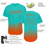 Custom Aqua Orange 3D Miami City Edition Fade Fasion Authentic Baseball Jersey
