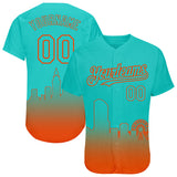 Custom Aqua Orange 3D Miami City Edition Fade Fasion Authentic Baseball Jersey