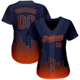 Custom Navy Orange 3D Denver City Edition Fade Fasion Authentic Baseball Jersey