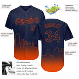 Custom Navy Orange 3D Denver City Edition Fade Fasion Authentic Baseball Jersey